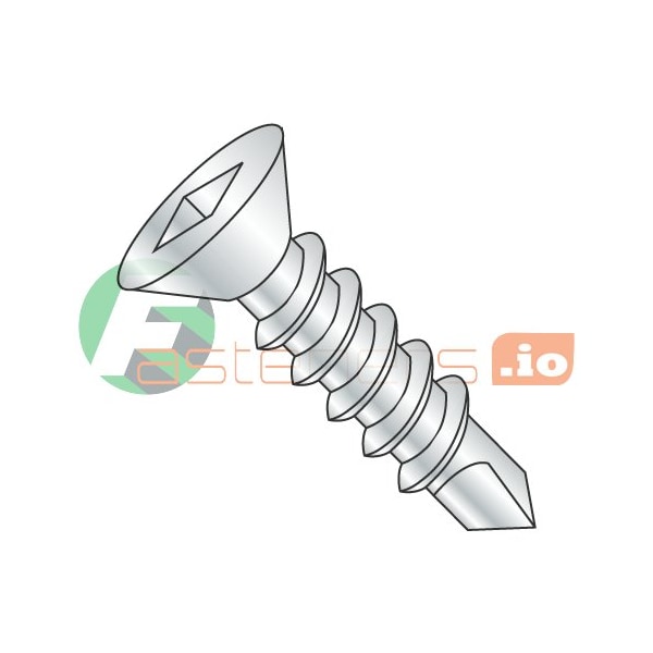 Newport Fasteners Self-Drilling Screw, #6 x 1 in, Zinc Plated Steel Flat Head Square Drive, 10000 PK 298946 - main